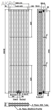 Grzejnik pionowy INVENA V10 2000x480 biały